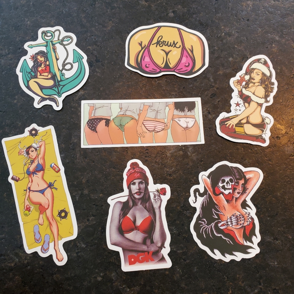 7 Pin-Up Girl skate stickers